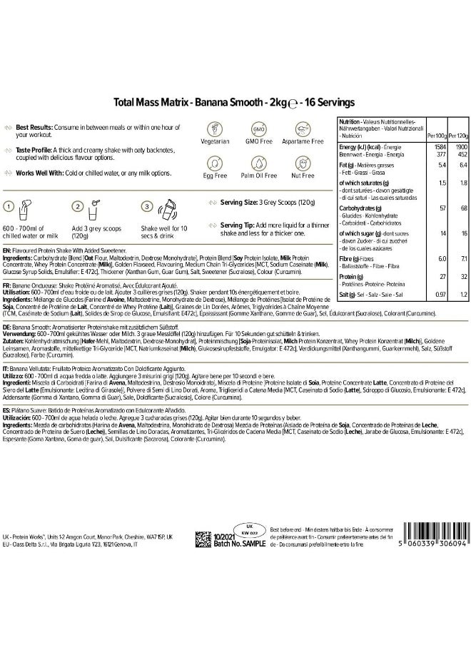 Total Mass Matrix Mass Gainer High Calorie Powder Mass Building Shake 16 Servings Banana Smooth 2Kg - pzsku/ZF18610FF0E505DB71BD4Z/45/_/1727248571/249f51b4-44b7-4b42-8959-6f643880a16e