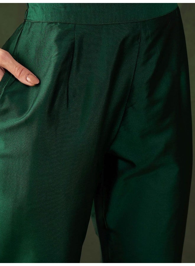 AKS Green Kurta Set With Contrast Dupatta - Image 2