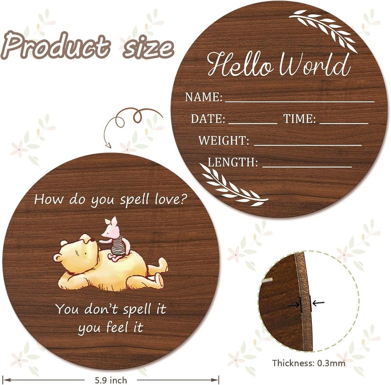 Al Raied ARS Baby Announcement Sign, Hello World Newborn Sign for Photo Prop, Baby Nursery Decor 2 Pack - Image 3