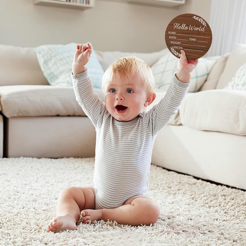 Al Raied ARS Baby Announcement Sign, Hello World Newborn Sign for Photo Prop, Baby Nursery Decor 2 Pack - Image 4