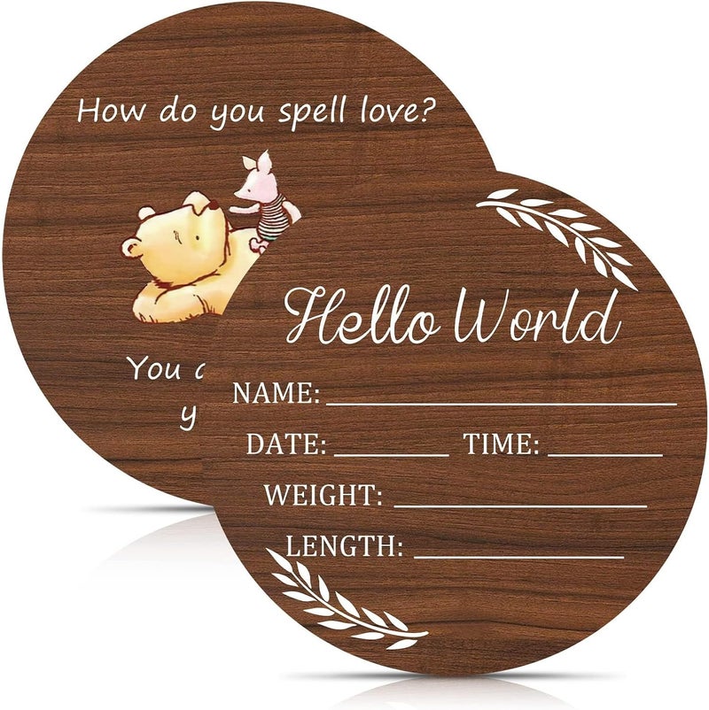 Al Raied ARS Baby Announcement Sign, Hello World Newborn Sign for Photo Prop, Baby Nursery Decor 2 Pack - Image 1