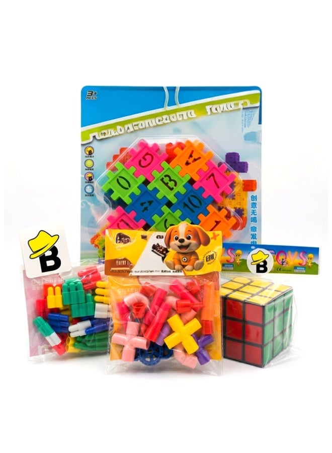 Crazy Boss Kids Educational Toy Combo Set | Puzzle Blocks, Building Blocks & Magic Cube | Learning Toys Bundle for Children - Image 1
