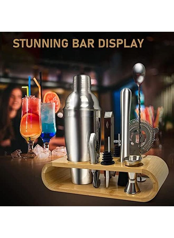 SKY-TOUCH 11 Piece Bar Tool Set With Stylish Bamboo Stand Perfect Home Bartending Kit And Martini Cocktail Shaker Set For An Awesome Drink Mixing Experience - Image 2