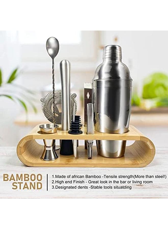 SKY-TOUCH 11 Piece Bar Tool Set With Stylish Bamboo Stand Perfect Home Bartending Kit And Martini Cocktail Shaker Set For An Awesome Drink Mixing Experience - Image 4