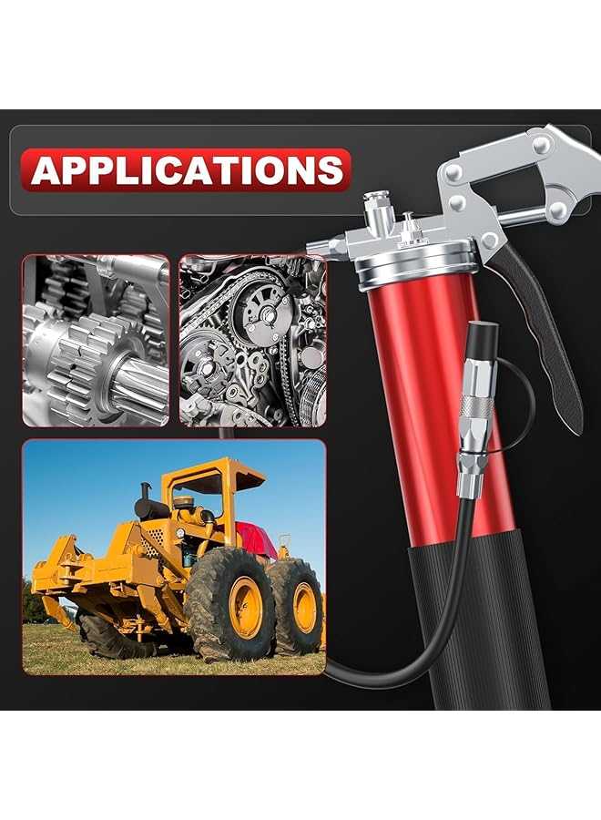KASTWAVE Grease Gun Kit, Heavy Duty Pistol Grip Grease Gun With Quick Locking Coupler, Spring Flex Hose, 14Oz Load, 2 Standard Hose, Reinforced Coupler, Rigid Pipe, Sharp Nozzle  - Image 3