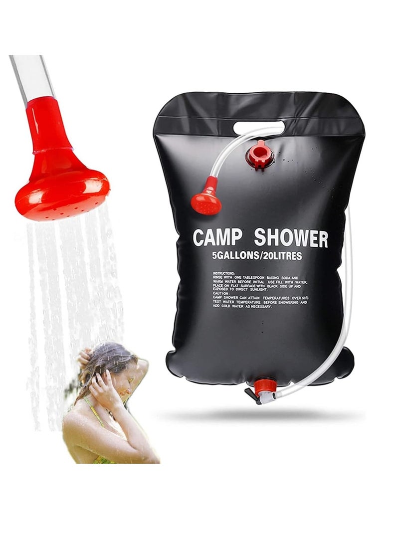 SYOSI Solar Shower Bag, 5 Gallons20L Camping Shower Bag, Portable Shower Bag with Removable Hose and On Off Switchable Shower Head for Camping Beach Swimming Outdoor Traveling - Image 1