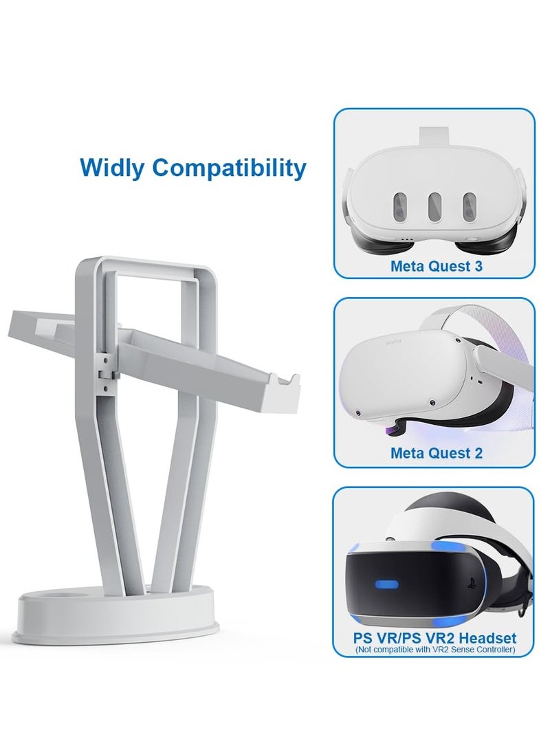 Versatile Stand for Quest 3 and Quest 2 VR Headsets with Touch Controllers, Ideal Storage and Display Solution for Rift and Rift S, Elegant White Design - Image 2