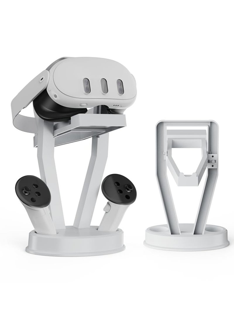 Versatile Stand for Quest 3 and Quest 2 VR Headsets with Touch Controllers, Ideal Storage and Display Solution for Rift and Rift S, Elegant White Design - Image 1