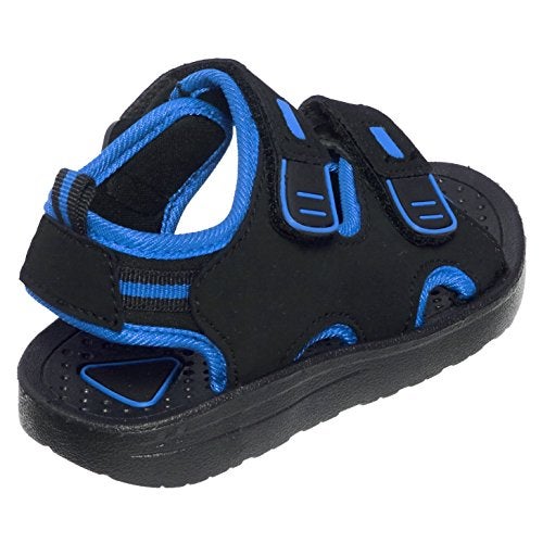 Skysole Boys Double Adjustable Strap Lightweight Sandals (See More Colors and Sizes), Black/Royal, 7-8 Toddler - Image 2