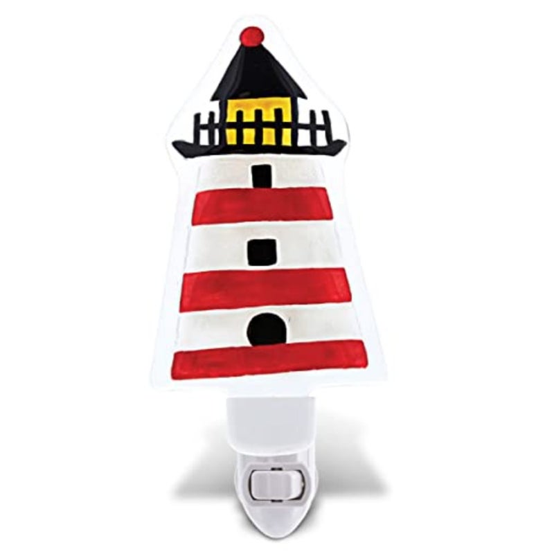Lighthouse Plug in Glass Night Light Energy Efficient Nightlight Wall Decorative Manual On and Off Switch Incandescent Portable Lights for Stairways Bedroom Kitchen Hallways Bathroom - Image 1