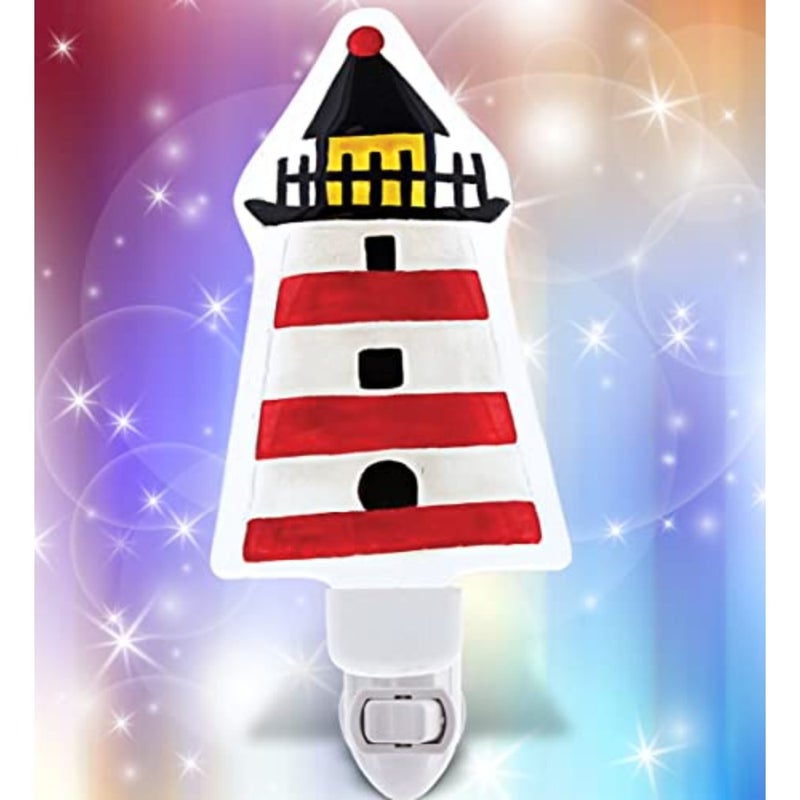 Lighthouse Plug in Glass Night Light Energy Efficient Nightlight Wall Decorative Manual On and Off Switch Incandescent Portable Lights for Stairways Bedroom Kitchen Hallways Bathroom - Image 5