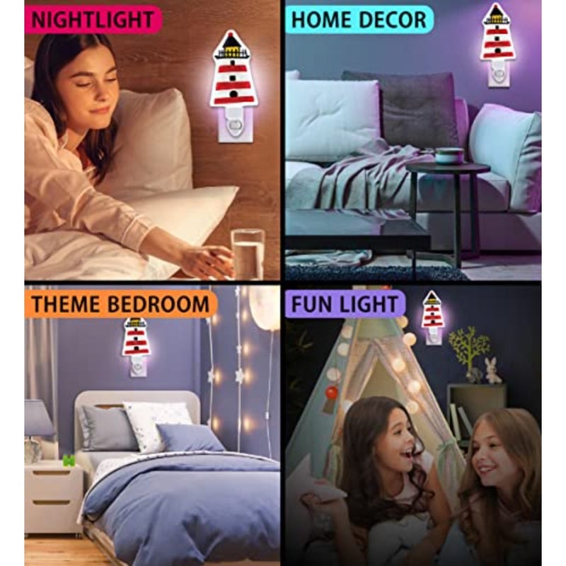 Lighthouse Plug in Glass Night Light Energy Efficient Nightlight Wall Decorative Manual On and Off Switch Incandescent Portable Lights for Stairways Bedroom Kitchen Hallways Bathroom - Image 3