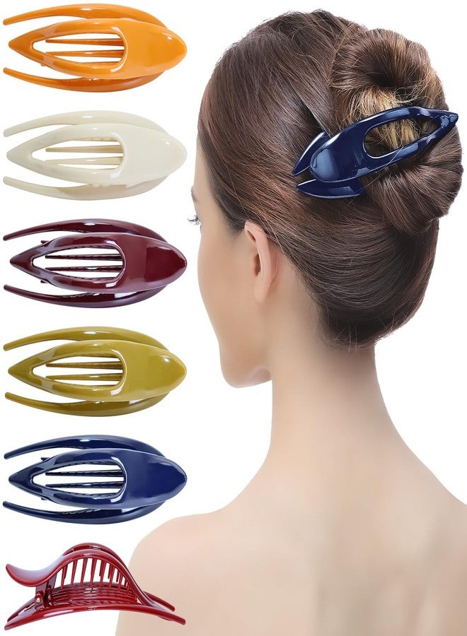 VORSET 2 Pcs French Concord Hair Clip Flat Curved Claw Clips Lay Down for Thin Hair Side Slide Volume Clips Women Strong Hold No Slip Grip, Small Transparent Multicolor - Image 2