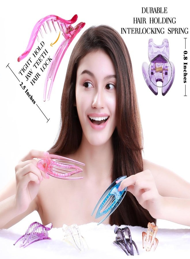 VORSET 2 Pcs French Concord Hair Clip Flat Curved Claw Clips Lay Down for Thin Hair Side Slide Volume Clips Women Strong Hold No Slip Grip, Small Transparent Multicolor - Image 5