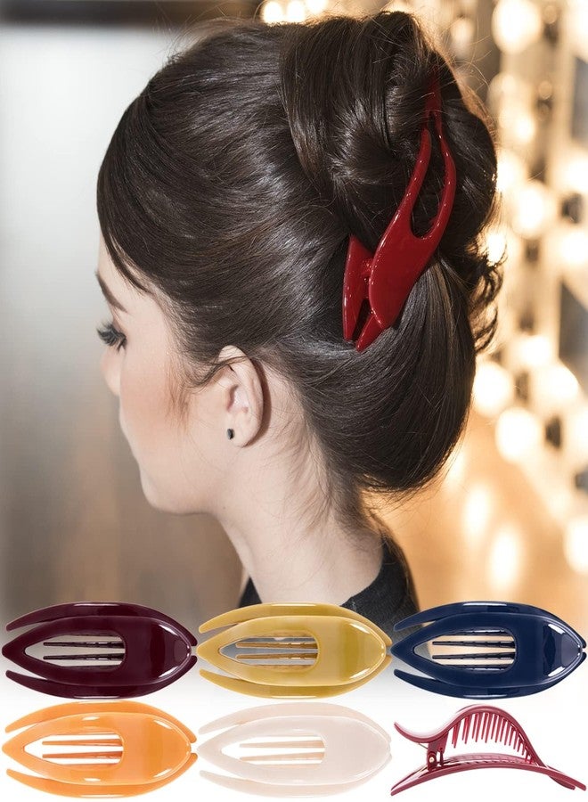 VORSET 2 Pcs French Concord Hair Clip Flat Curved Claw Clips Lay Down for Thin Hair Side Slide Volume Clips Women Strong Hold No Slip Grip, Small Transparent Multicolor - Image 4