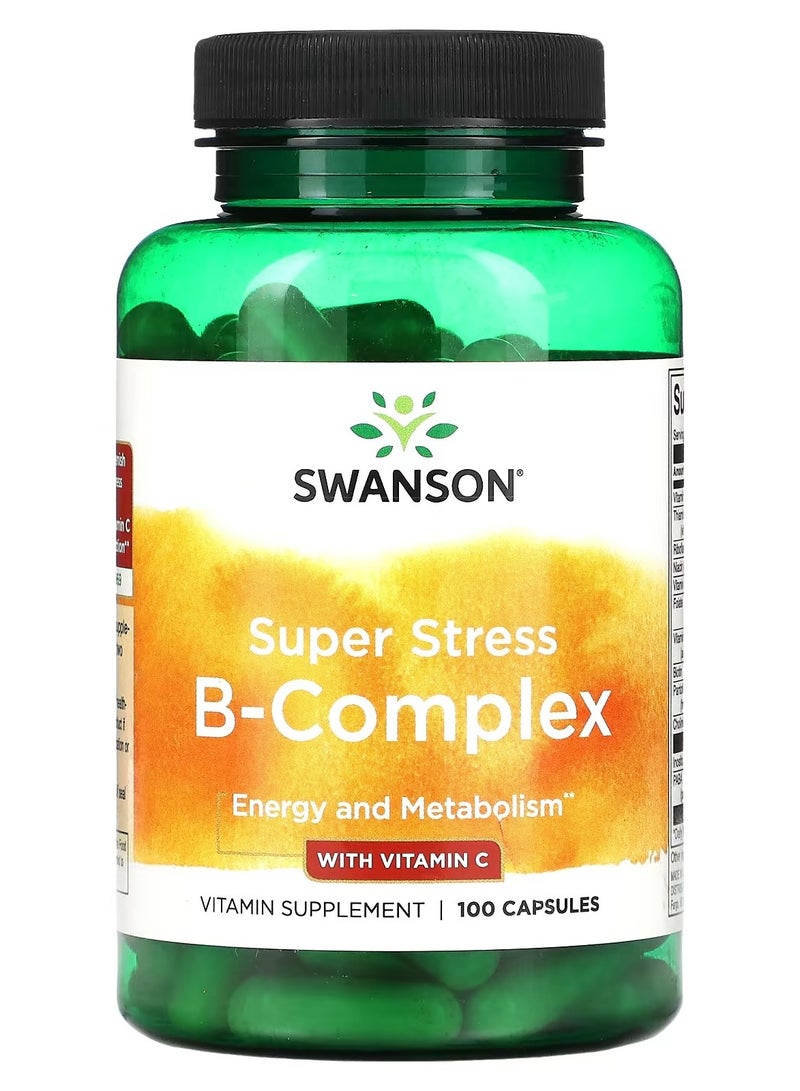 Swanson, Super Stress, B-Complex, With Vitamin C, 100 Capsules