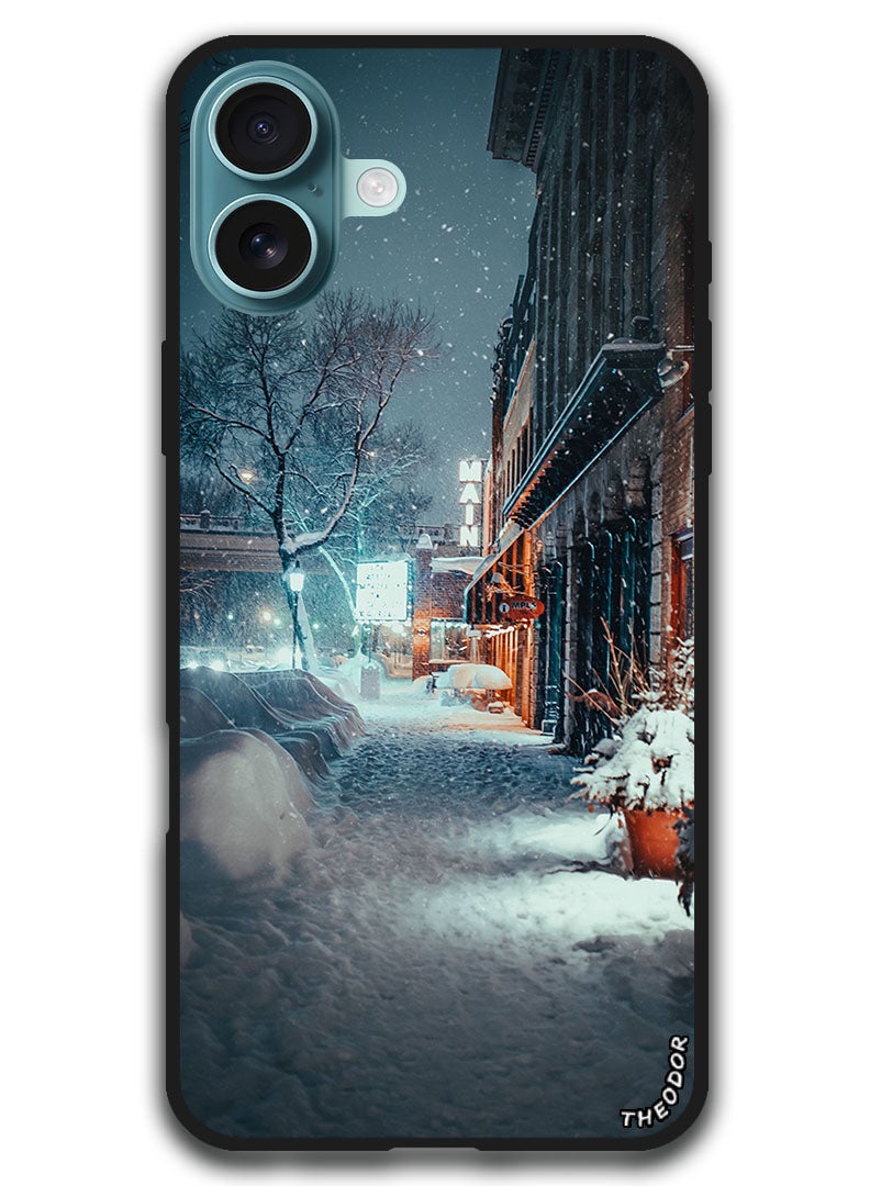 Theodor Protective Case Anti Scratch Shock Proof Bumper Cover For iPhone 16 (6.1)-inch city_evening_snowfall - Image 1