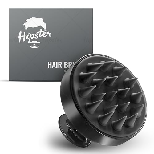 Hipster Round Hair Brush & Manual Scalp Massager - Shampoo Hair Brush with Super Soft Bristles for Exfoliating & Anti-Dandruff (Black) - Image 1