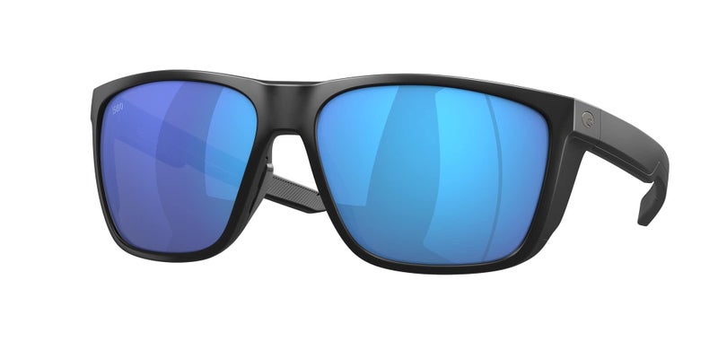 Costa Del Mar Mens Ferg XL Rectangular Sunglasses, Matte Black/Blue Mirrored Polarized-580G, 62 mm - Image 1