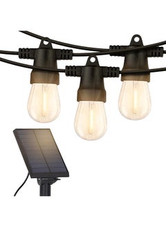 إيروريكس أضواء خارجية تعمل بالطاقة الشمسية من Ambience Pro، أضواء فناء تجارية بمصابيح Edison بطول 27 قدمًا، أضواء سلسلة تعمل بالطاقة الشمسية مقاومة للكسر بقوة 1 وات، ضوء أبيض دافئ من LED  - Image 1