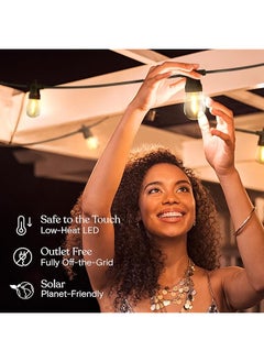 إيروريكس أضواء خارجية تعمل بالطاقة الشمسية من Ambience Pro، أضواء فناء تجارية بمصابيح Edison بطول 27 قدمًا، أضواء سلسلة تعمل بالطاقة الشمسية مقاومة للكسر بقوة 1 وات، ضوء أبيض دافئ من LED  - Image 5