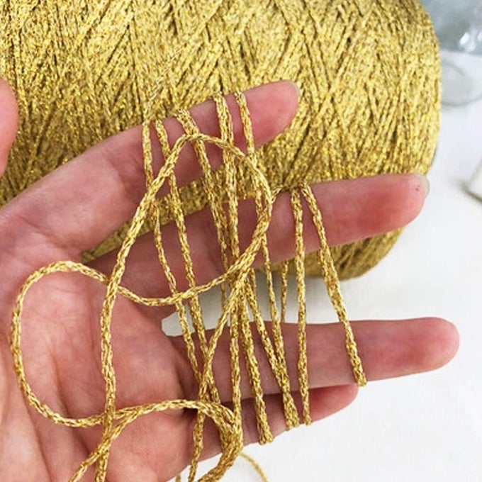 100GRAM DIY GOLD YELLOW LUREX THREAD SHINING YARN GLITTER SPARKLE YARN METAL YARN DIY FANCY SPARKLE YARN CROCHET KNITTING SWEATER SCARF BAG YARN ACCESSORY YARN