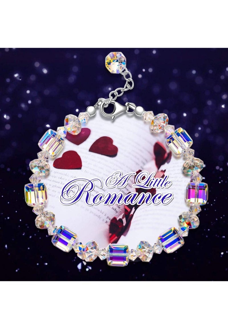 Elegant Sterling Silver Bracelet for Women with Northern Lights Crystals and Jewelry Box Gift for Special Occasions