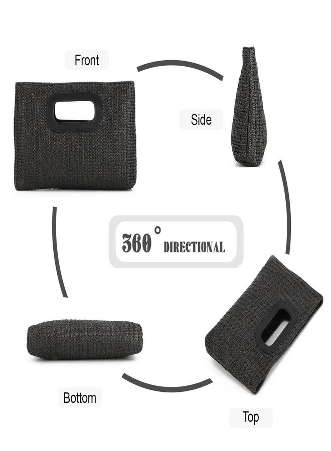 SUKUTU Straw Evening Bag Top Handle Clutch Handbag for Women Summer Beach Travel Crossbody Shoulder Bag with Chain - Image 3