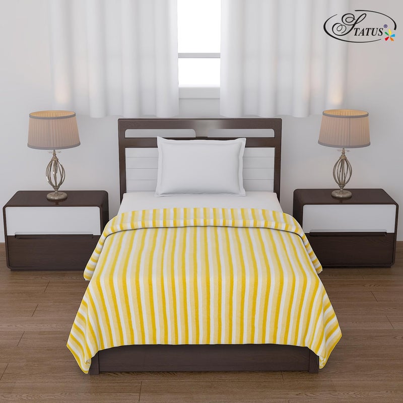 Status Contract All Season Multipurpose Single Bed Polar Fleece Blanket/Summer AC Blanket (Yellow) - Image 1