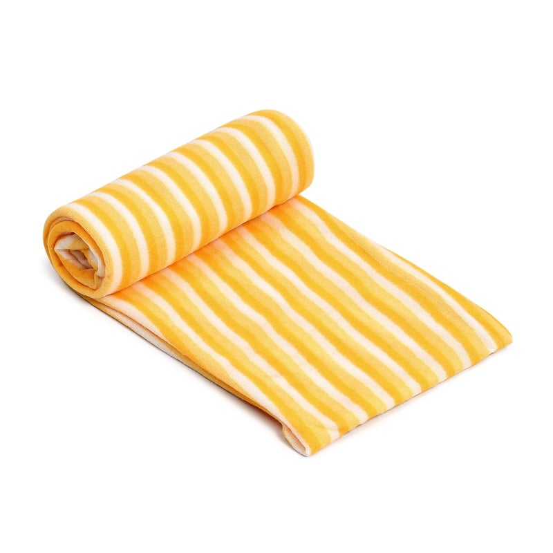 Status Contract All Season Multipurpose Single Bed Polar Fleece Blanket/Summer AC Blanket (Yellow) - Image 4