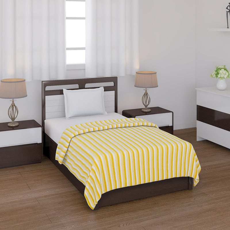 Status Contract All Season Multipurpose Single Bed Polar Fleece Blanket/Summer AC Blanket (Yellow) - Image 2