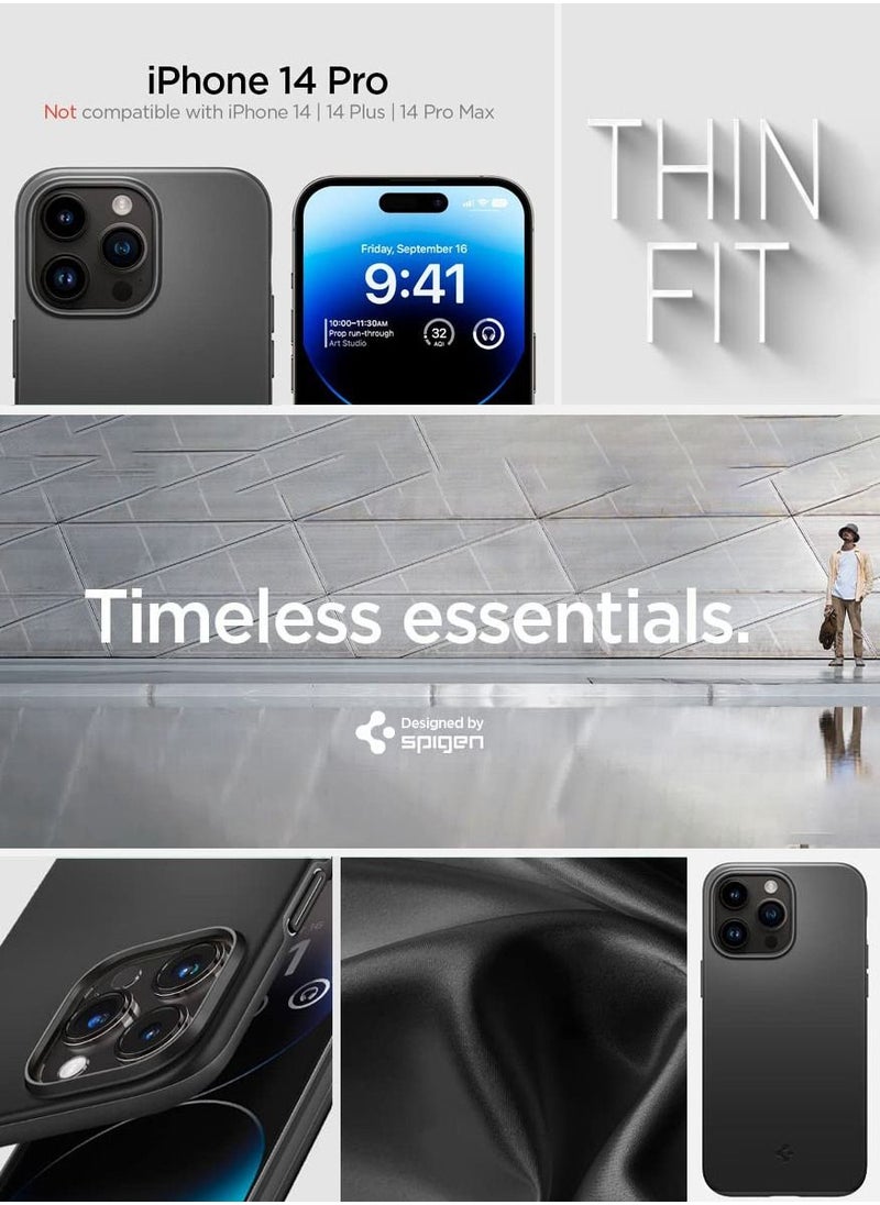 Spigen - Thin Fit iPhone 14 Pro Case Cover - Black - Image 1