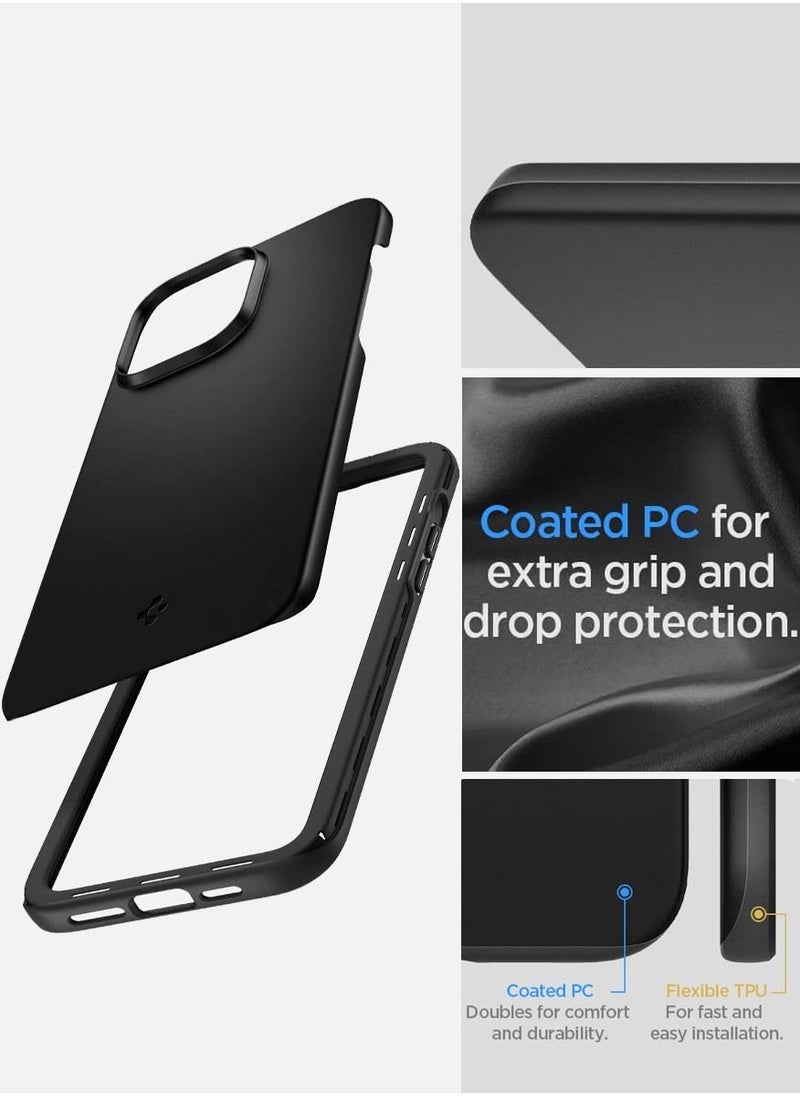 Spigen - Thin Fit iPhone 14 Pro Case Cover - Black - Image 1