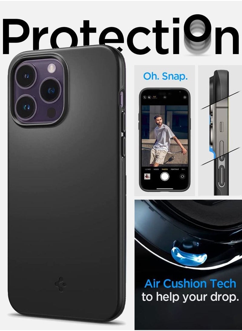 Spigen - Thin Fit iPhone 14 Pro Case Cover - Black - Image 1