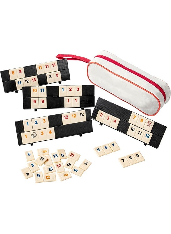 Rummy Cube Game, rummikub, Kids Puzzle Toys Logic Game Parent Child Games, Travel Game Rummy Tiles Set with 4 Tiles Holders for Family Classic Board Games, Adult games  - Image 1