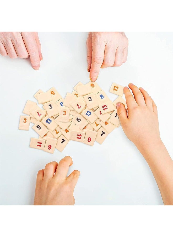 Rummy Cube Game, rummikub, Kids Puzzle Toys Logic Game Parent Child Games, Travel Game Rummy Tiles Set with 4 Tiles Holders for Family Classic Board Games, Adult games  - Image 4