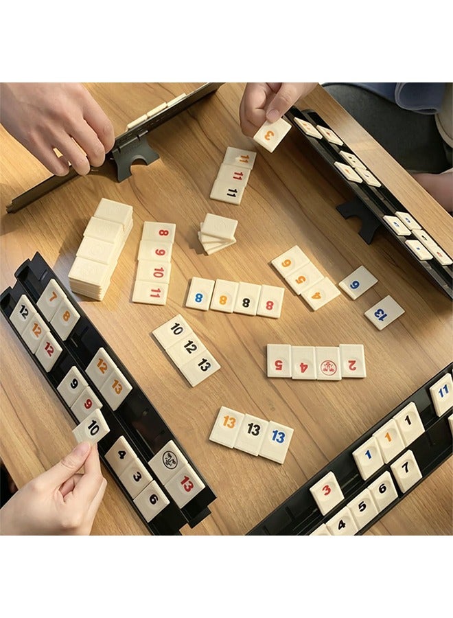 Rummy Cube Game, rummikub, Kids Puzzle Toys Logic Game Parent Child Games, Travel Game Rummy Tiles Set with 4 Tiles Holders for Family Classic Board Games, Adult games  - Image 2