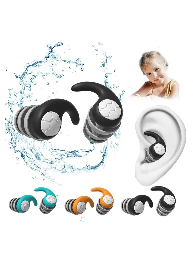 Oasisgalore 3 Pairs Waterproof Swim Earplugs for Kids, Reusable Silicone, Ideal for Pool and Shower  - Image 1