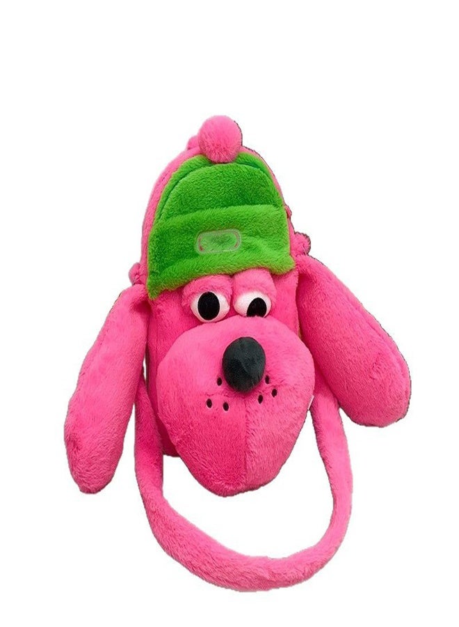 general Cute Puppy Plush Bag Vivid Pink Green Soft Fabric for Summer Outfits - Image 1