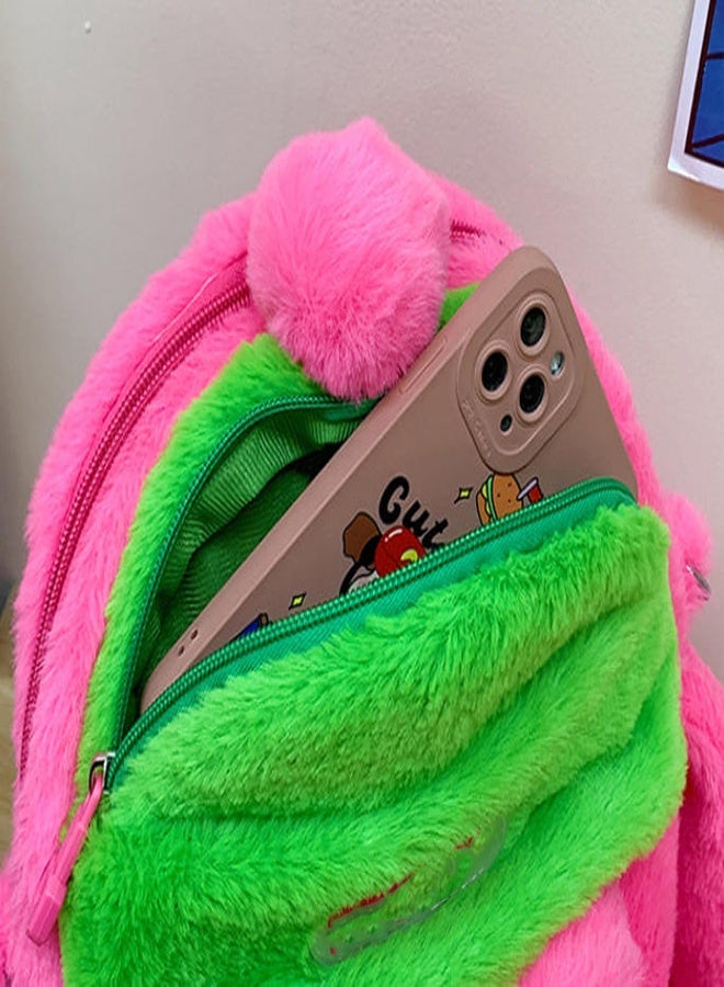 general Cute Puppy Plush Bag Vivid Pink Green Soft Fabric for Summer Outfits - Image 3