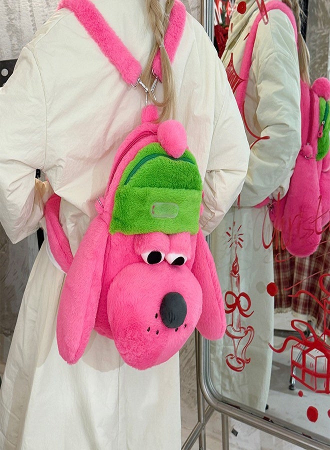 general Cute Puppy Plush Bag Vivid Pink Green Soft Fabric for Summer Outfits - Image 2