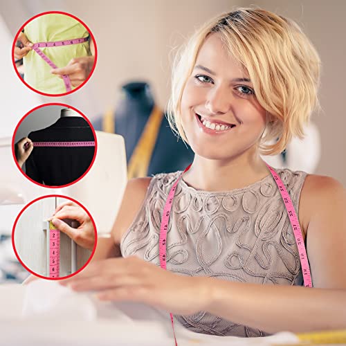 E ELAINFIA FF Elaine 24 Pcs Double-Scale 60-Inch/150cm Soft Tape Measure Ruler Bulk for Sewing Tailor Cloth Weight Loss Medical Body Measurement Sewing Supplies Knitting Projects - 6 Colors - Image 3