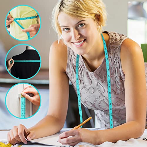 E ELAINFIA FF Elaine 24 Pcs Double-Scale 60-Inch/150cm Soft Tape Measure Ruler Bulk for Sewing Tailor Cloth Weight Loss Medical Body Measurement Sewing Supplies Knitting Projects - 6 Colors - Image 4