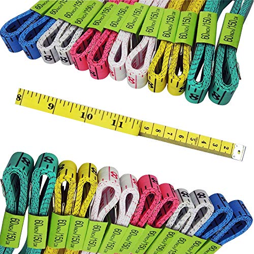 E ELAINFIA FF Elaine 24 Pcs Double-Scale 60-Inch/150cm Soft Tape Measure Ruler Bulk for Sewing Tailor Cloth Weight Loss Medical Body Measurement Sewing Supplies Knitting Projects - 6 Colors - Image 1