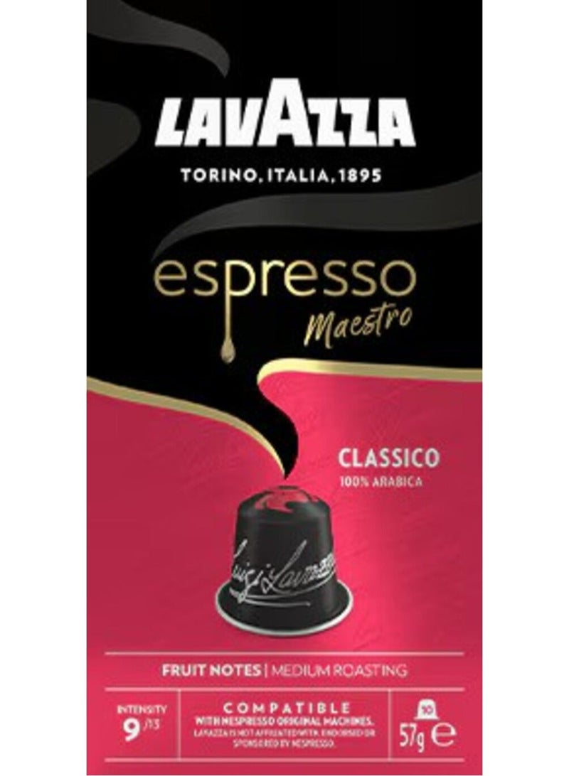 Nespresso Compatible Espresso Maestro Classico 10 Coffee Capsules 57g