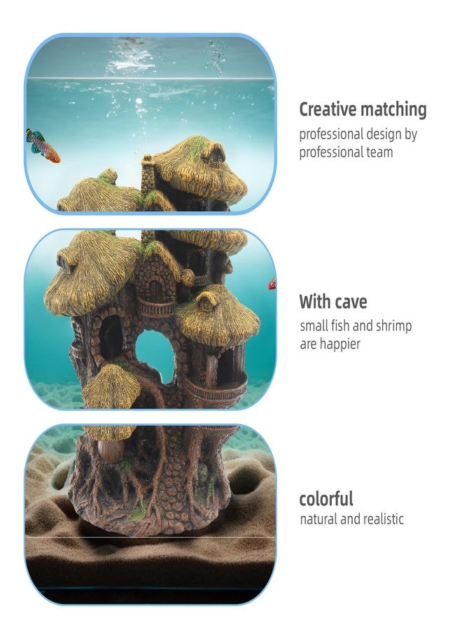 relaqcc Fish Tank Decorations Hideaway Cave, Fish Tank House Accessories for Amphibians, Goldfish, Shrimp, Conch - Image 5