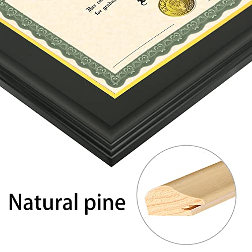LTYHHK 12x16 Diploma Frame Solid Wood Black, Displays 12x16 Diplomas with Black Over Gold Mat or 16x20 Inch Without Mat, Suitable for Degree, Certificate (L23B1620BG1216) - Image 4
