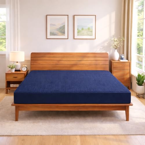 MY ARMOR Mattress Protector King Size | Waterproof Cotton Quilted Bed Protector King Size, 78x72 Inch | Breathable Noiseless Ultra Soft Fitted Cover with Elastic Skirting, (6.5x6 ft) – Navy Blue - Image 2