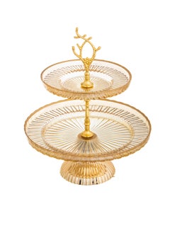 Hic Glass serving plate 2 floors 17 cm gold color 