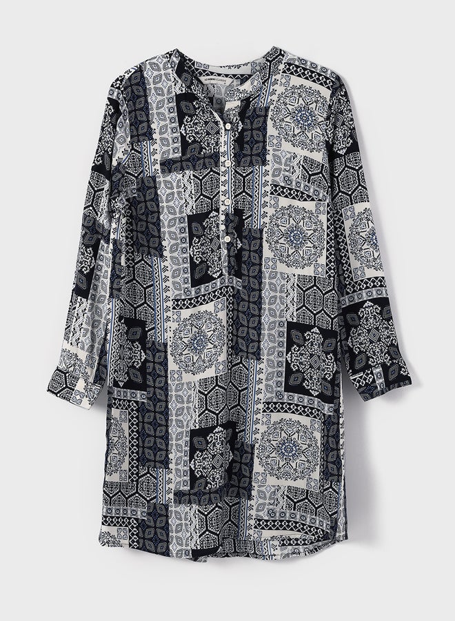 LC WAIKIKI Grandad Collar Patterned Women’S Tunic - Image 2